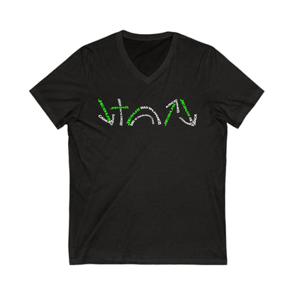 Gospel Symbols V-Neck T-shirt - White/Green Text - Adult