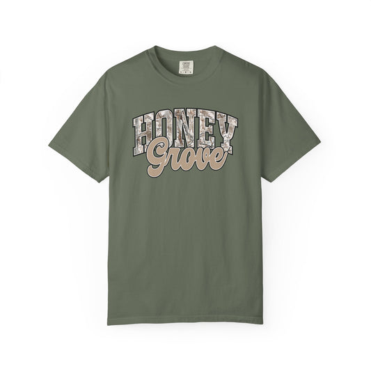 Honey Grove Camo Varsity Graphic T‑Shirt