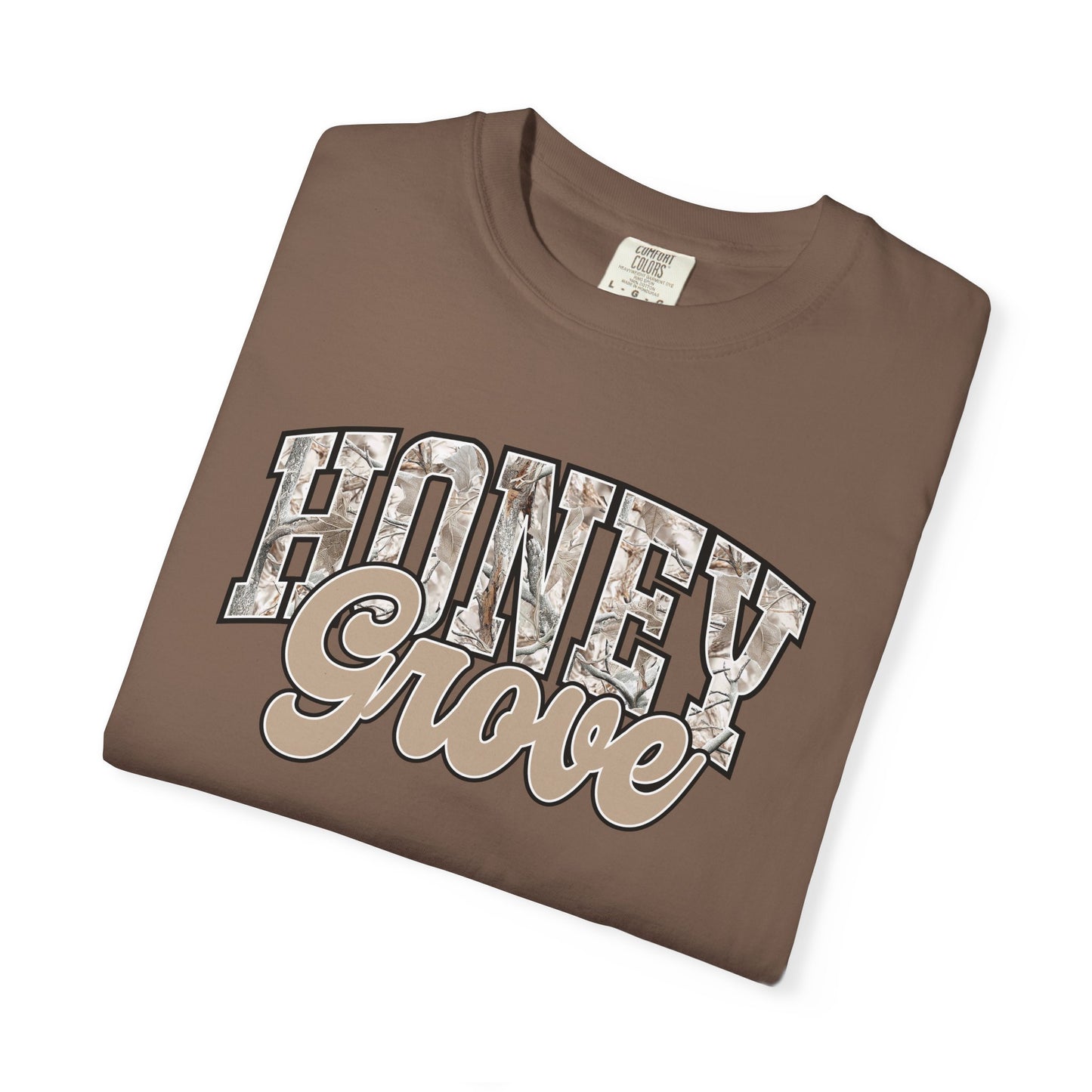 Honey Grove Camo Varsity Graphic T‑Shirt