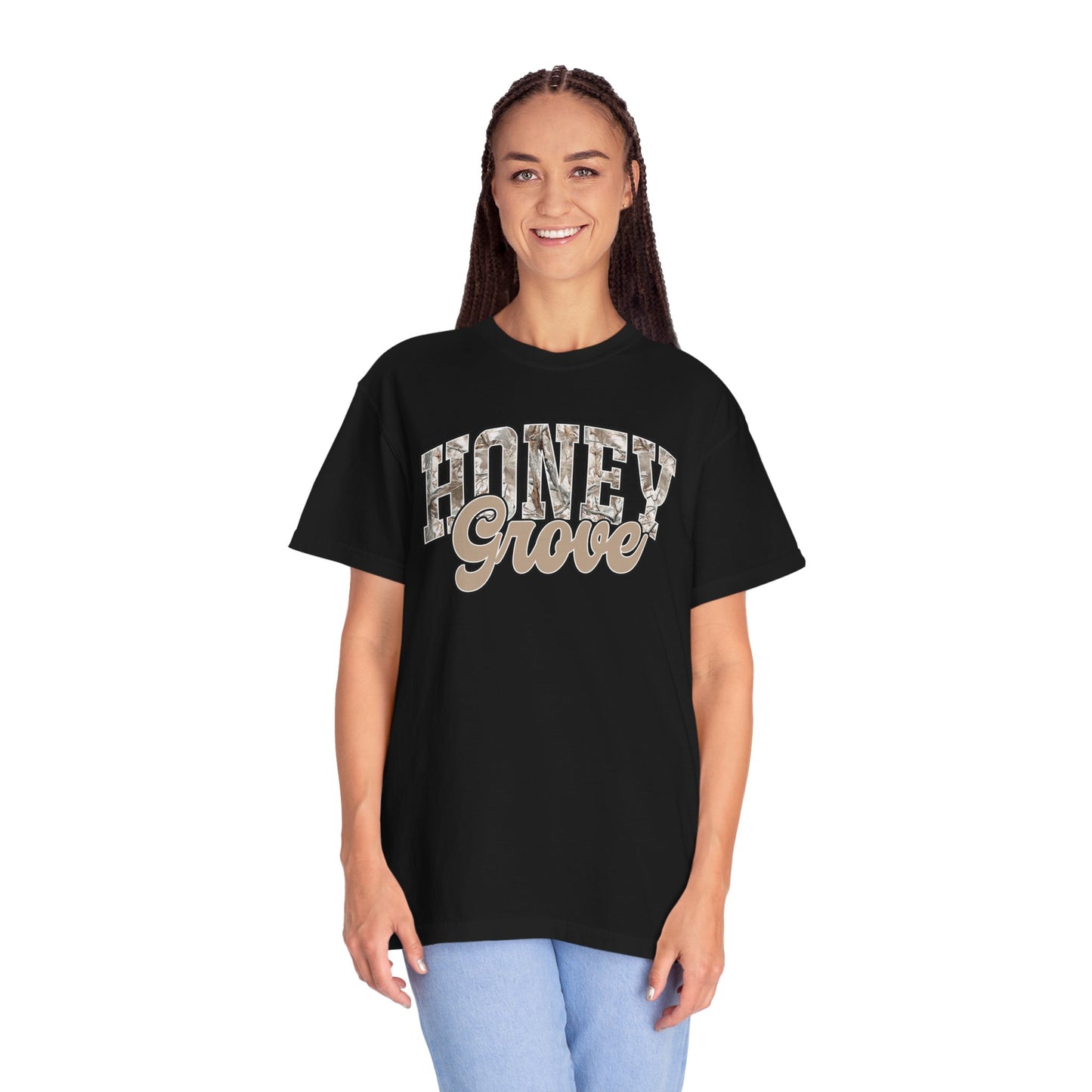 Honey Grove Camo Varsity Graphic T‑Shirt