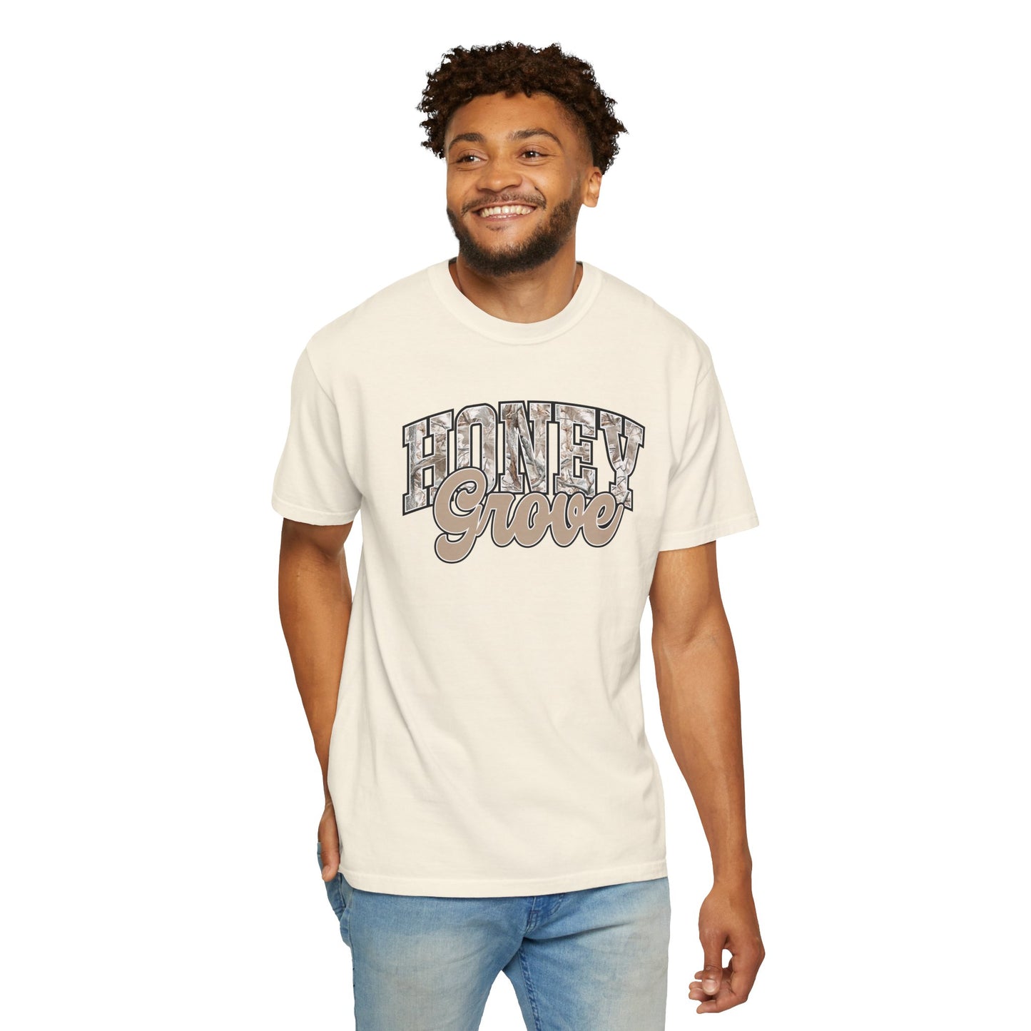 Honey Grove Camo Varsity Graphic T‑Shirt