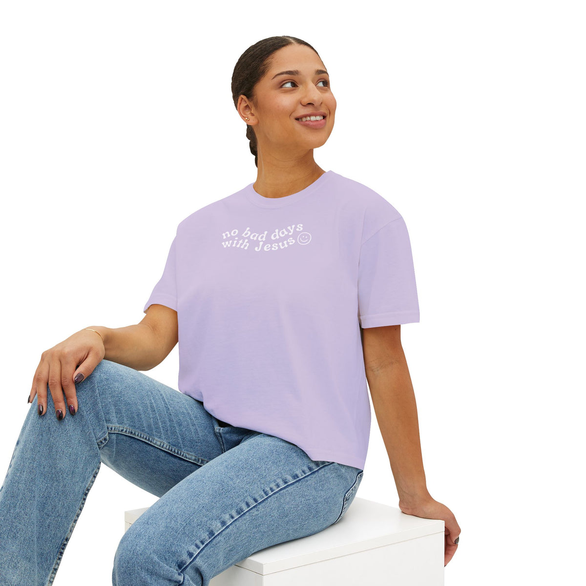 No Bad Days with Jesus - Women's Boxy Cropped T-Shirt