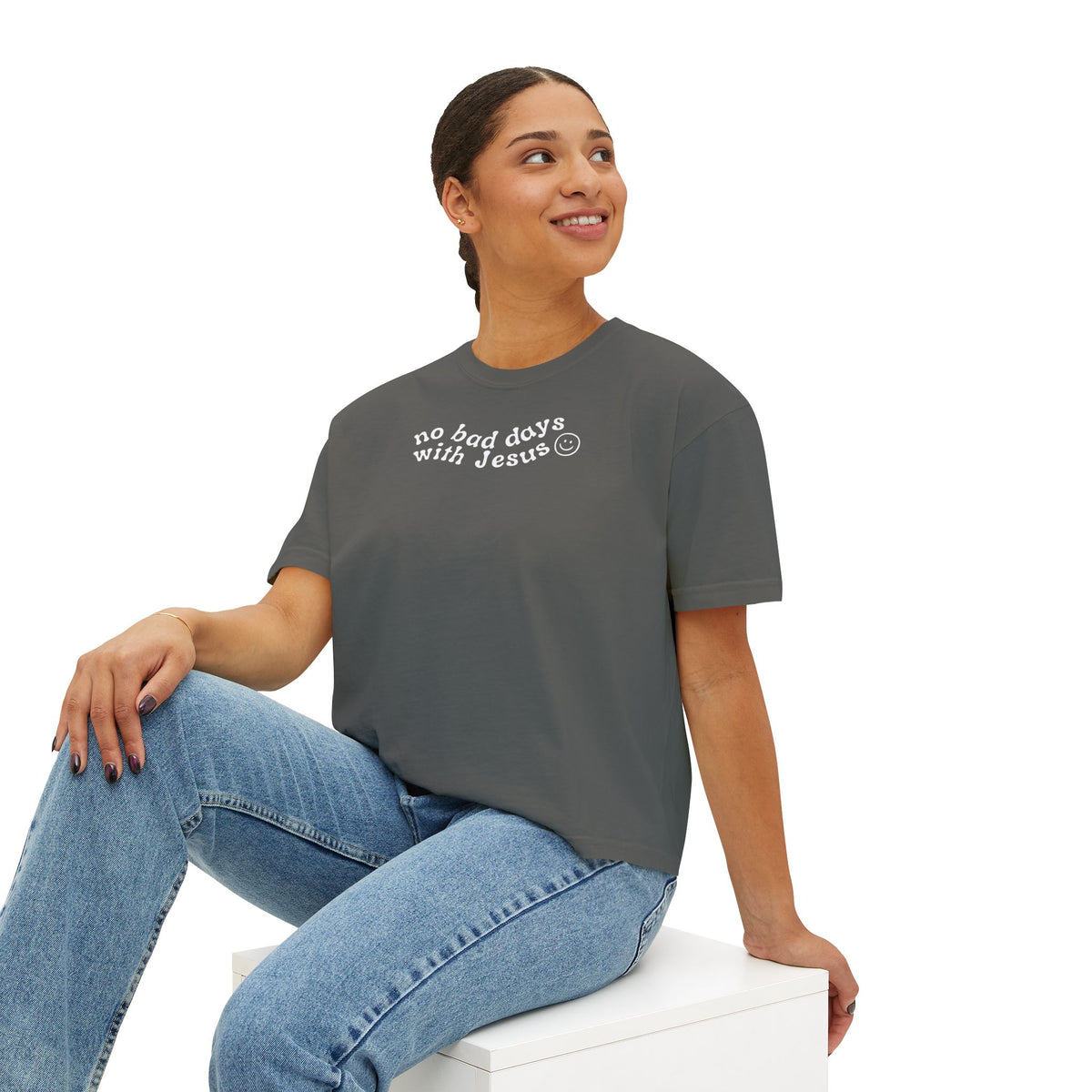 No Bad Days with Jesus - Women's Boxy Cropped T-Shirt