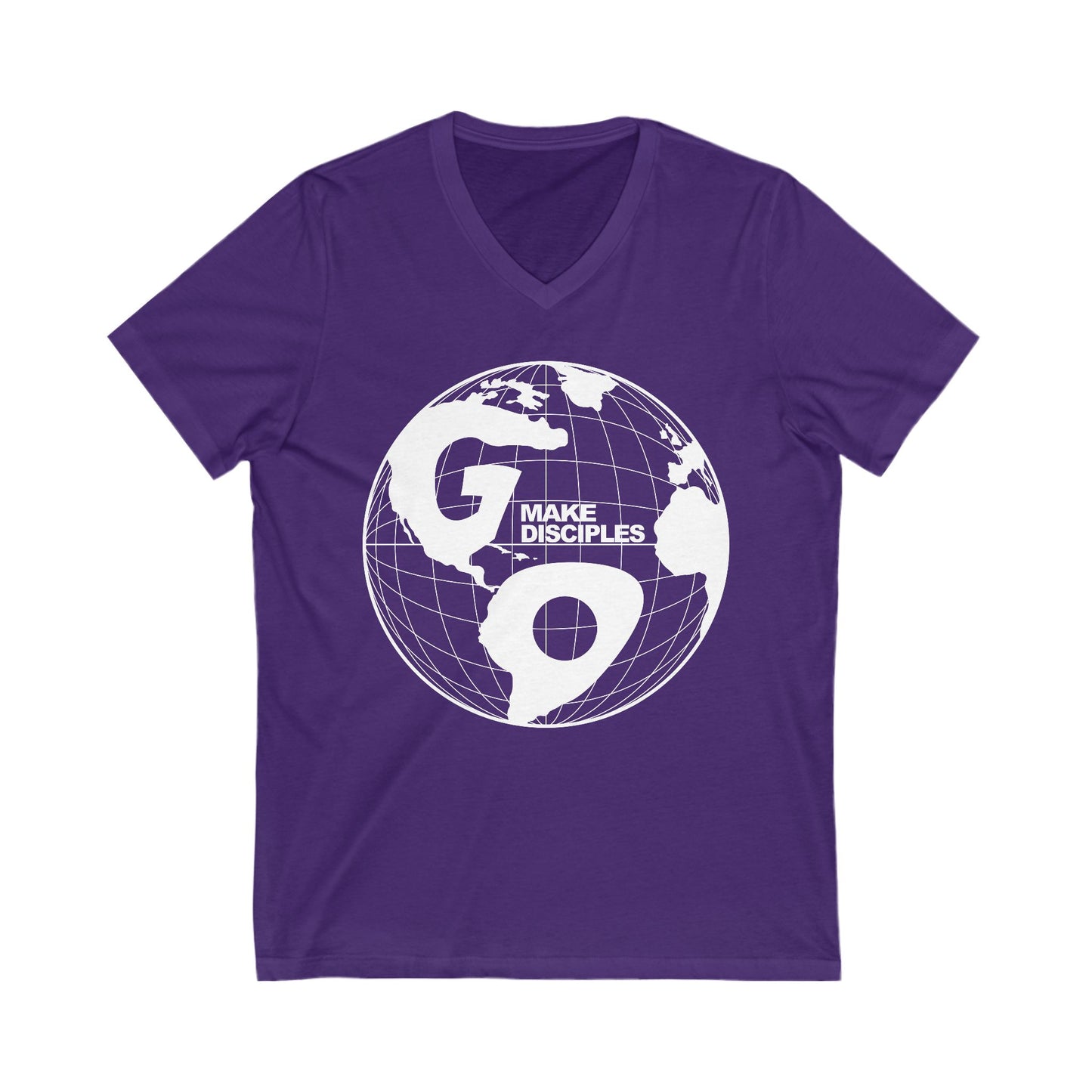 Go Into All The World V-Neck T-shirt - White Text - Adult