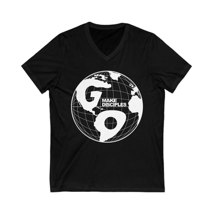 Go Into All The World V-Neck T-shirt - White Text - Adult