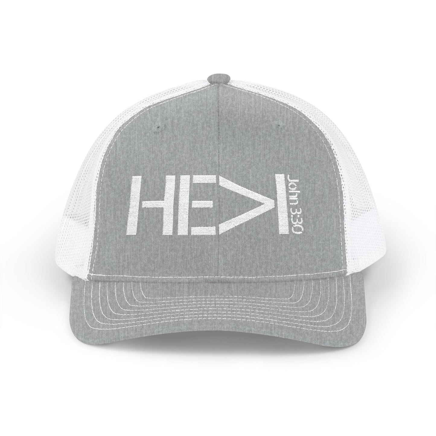 He Must Become Greater – White Text Snapback Trucker Hat (Richardson 112)