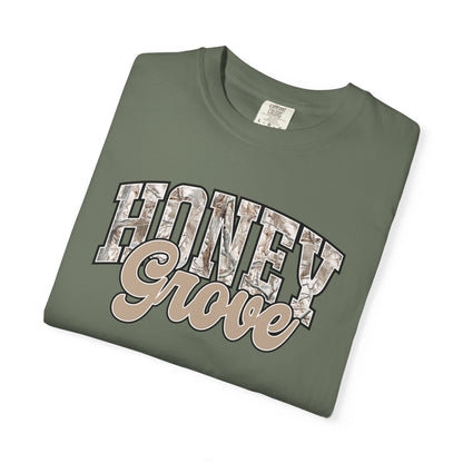 Honey Grove Camo Varsity Graphic T‑Shirt