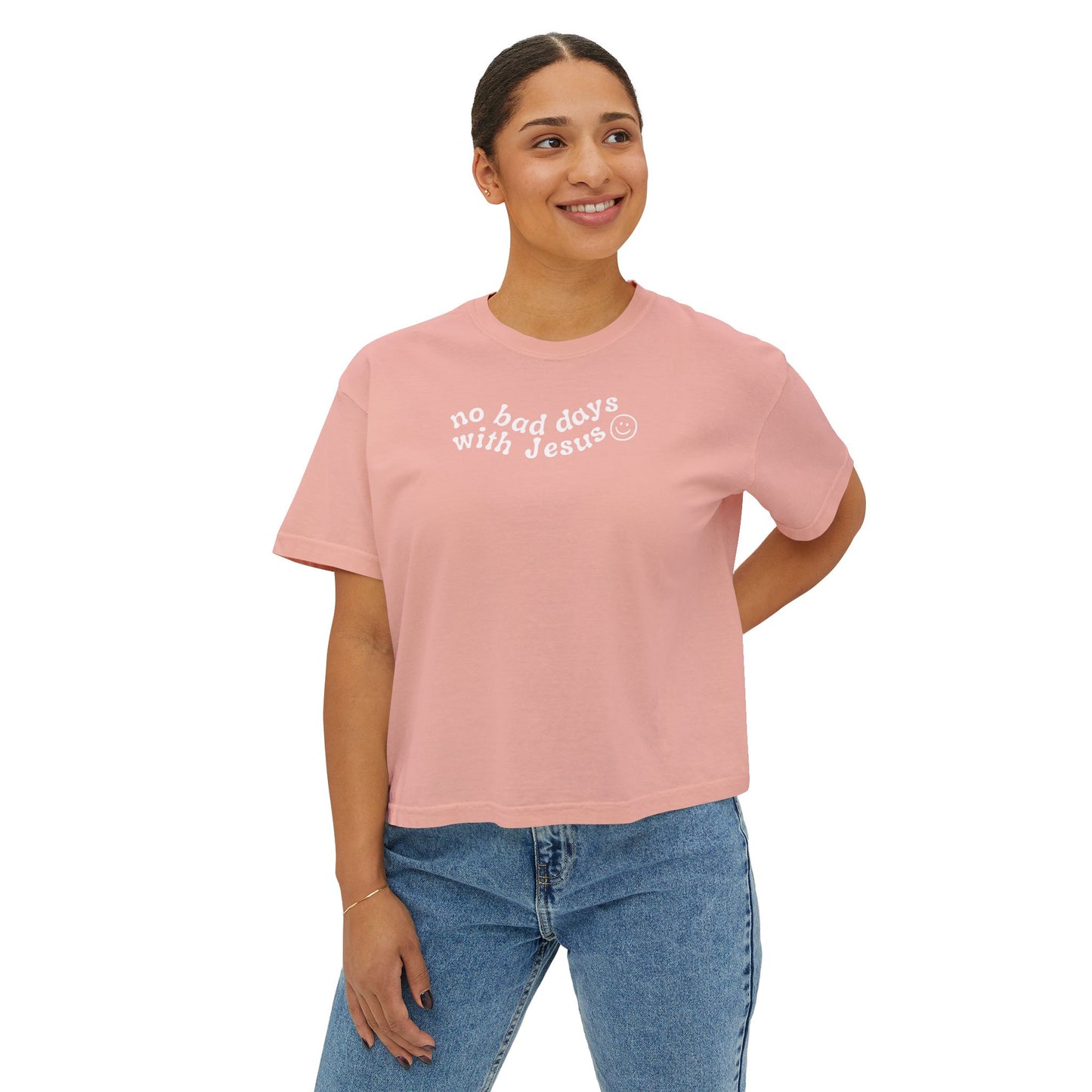 No Bad Days with Jesus - Women's Boxy Cropped T-Shirt