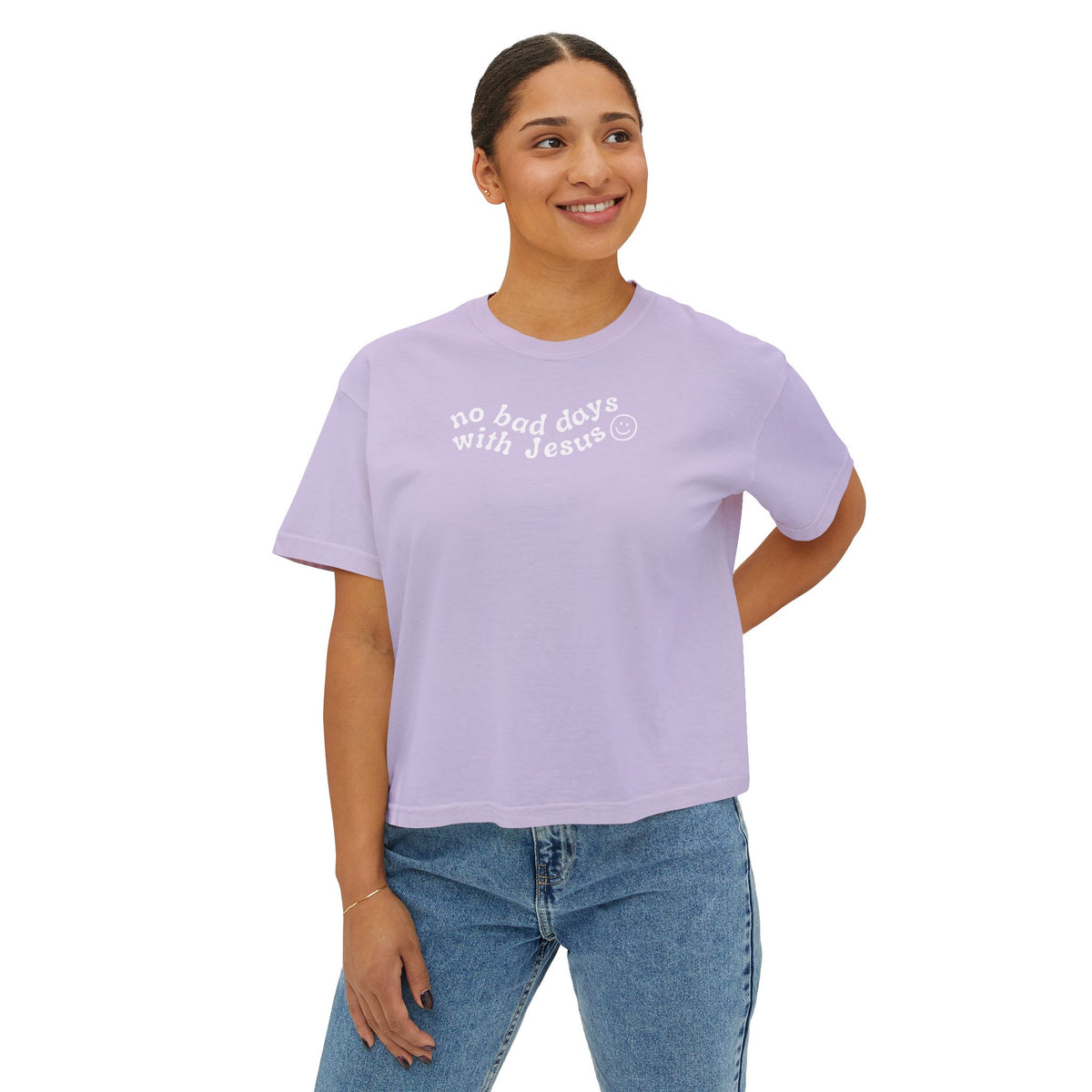 No Bad Days with Jesus - Women's Boxy Cropped T-Shirt