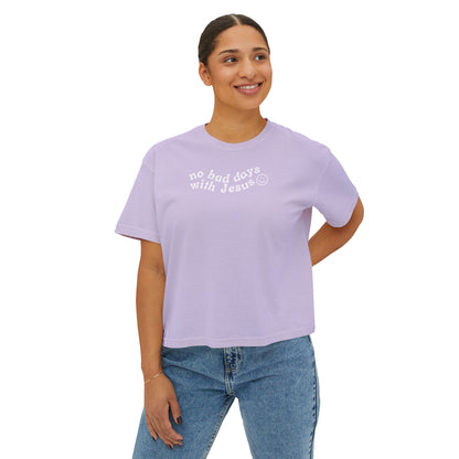 No Bad Days with Jesus - Women's Boxy Cropped T-Shirt