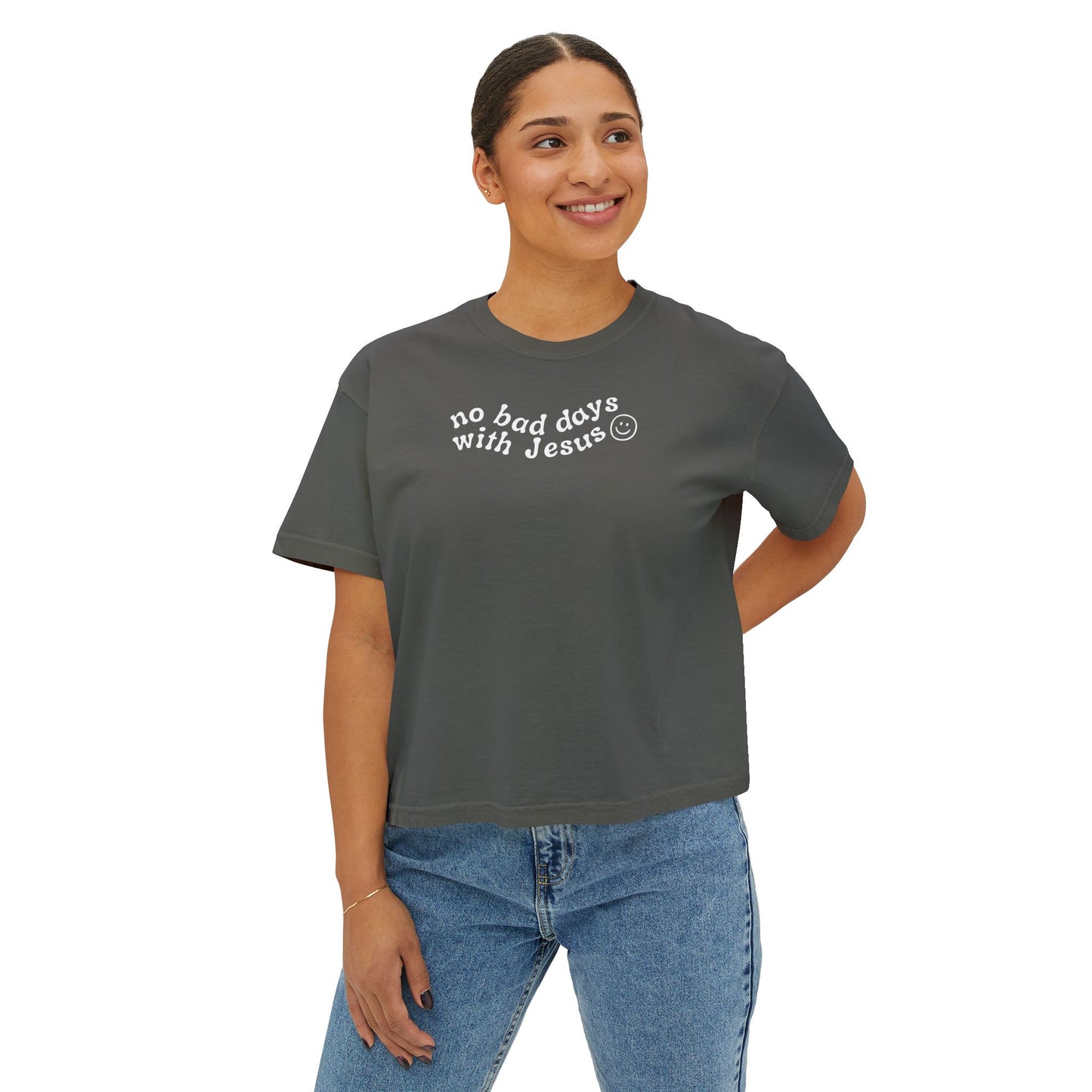 No Bad Days with Jesus - Women's Boxy Cropped T-Shirt