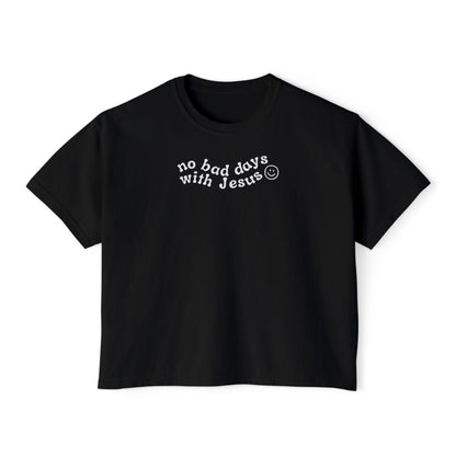 No Bad Days with Jesus - Women's Boxy Cropped T-Shirt