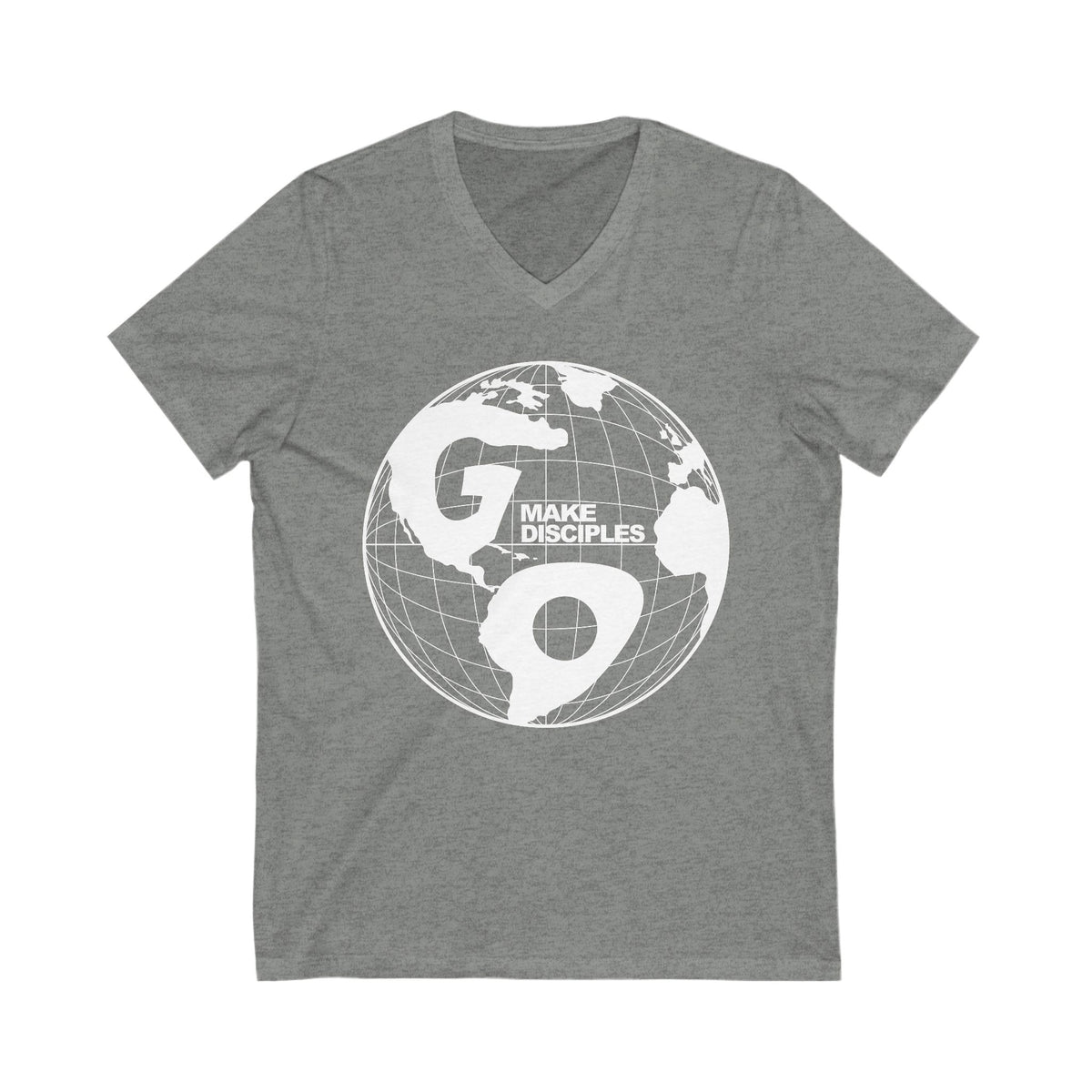 Go Into All The World V-Neck T-shirt - White Text - Adult