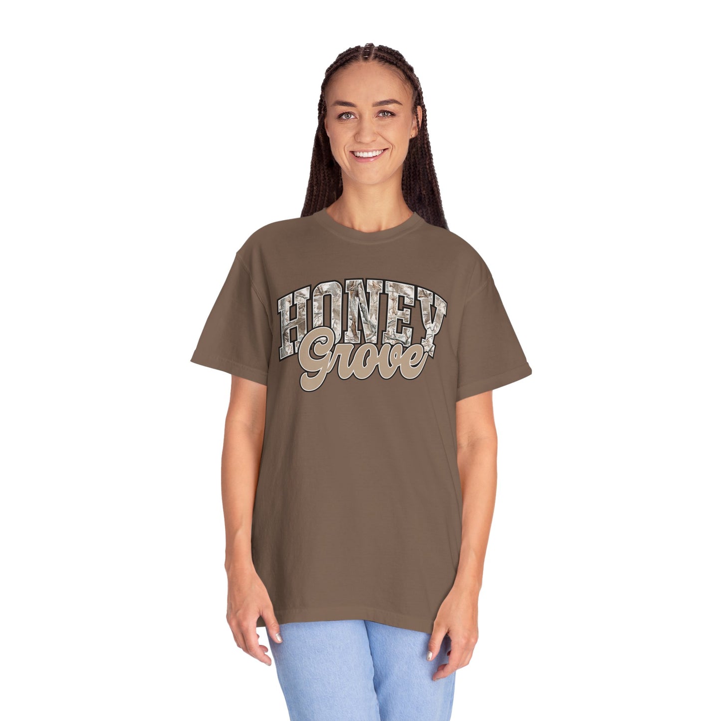 Honey Grove Camo Varsity Graphic T‑Shirt