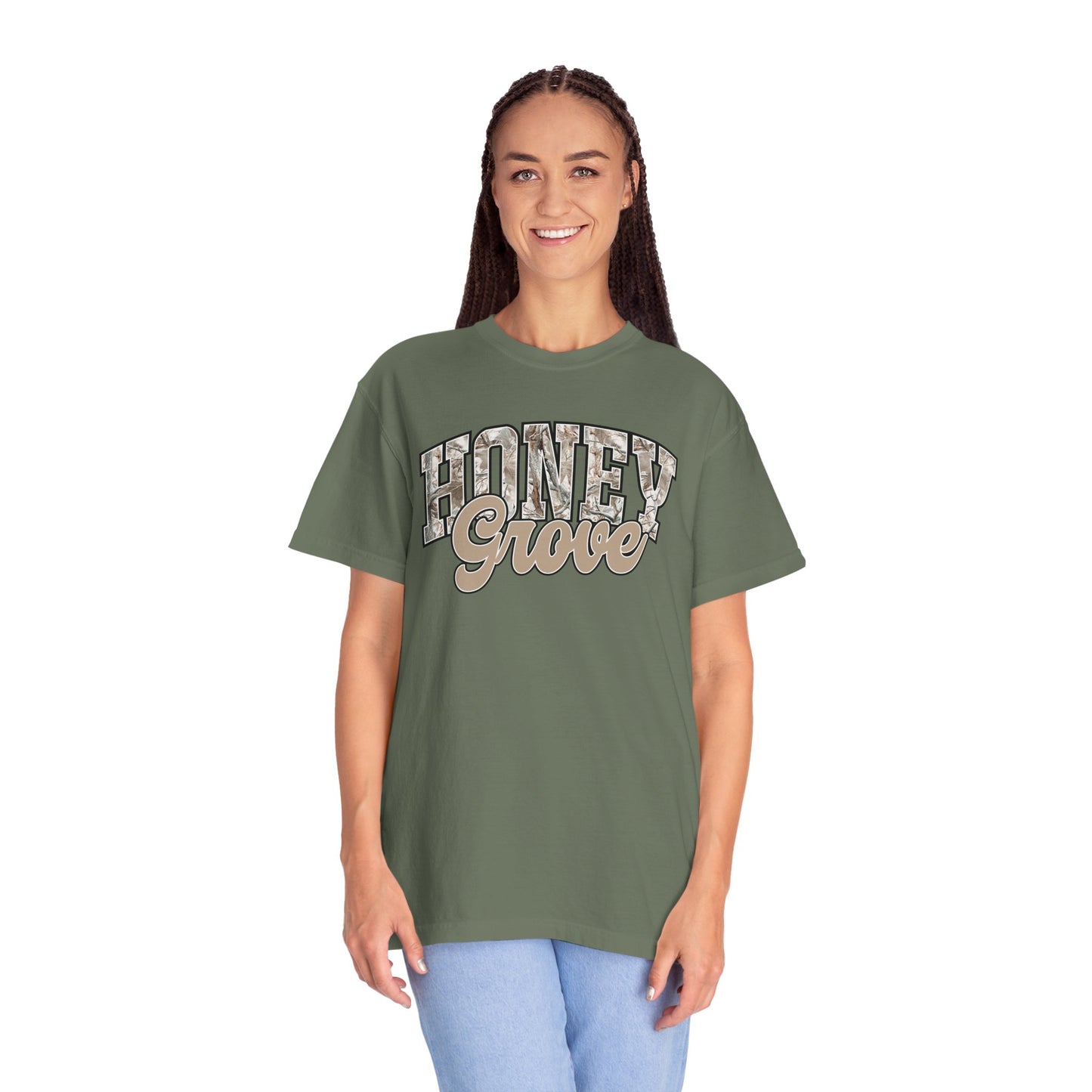 Honey Grove Camo Varsity Graphic T‑Shirt