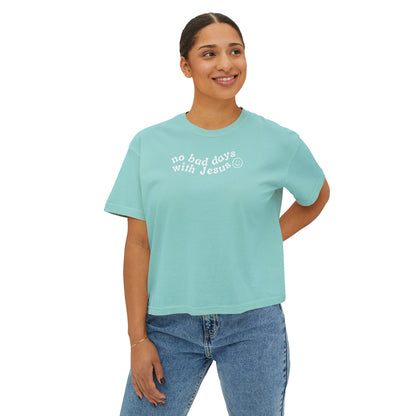 No Bad Days with Jesus - Women's Boxy Cropped T-Shirt