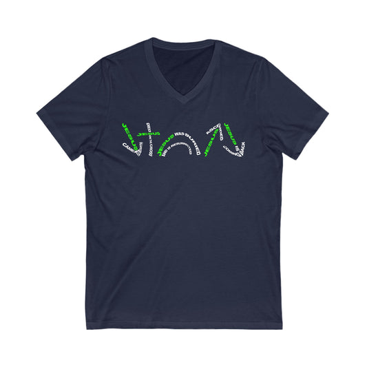 Gospel Symbols V-Neck T-shirt - White/Green Text - Adult