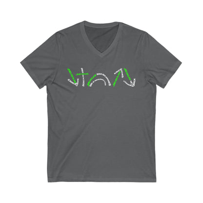 Gospel Symbols V-Neck T-shirt - White/Green Text - Adult