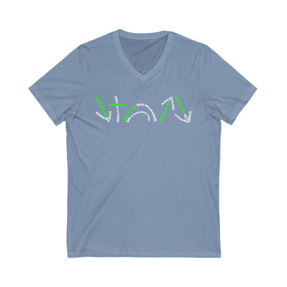 Gospel Symbols V-Neck T-shirt - White/Green Text - Adult