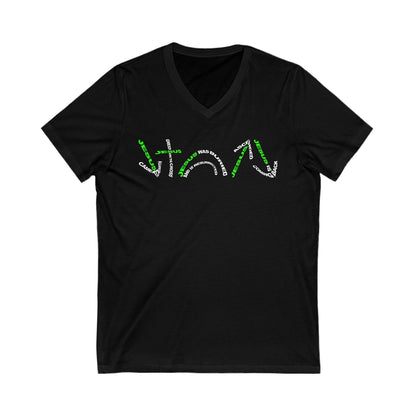 Gospel Symbols V-Neck T-shirt - White/Green Text - Adult