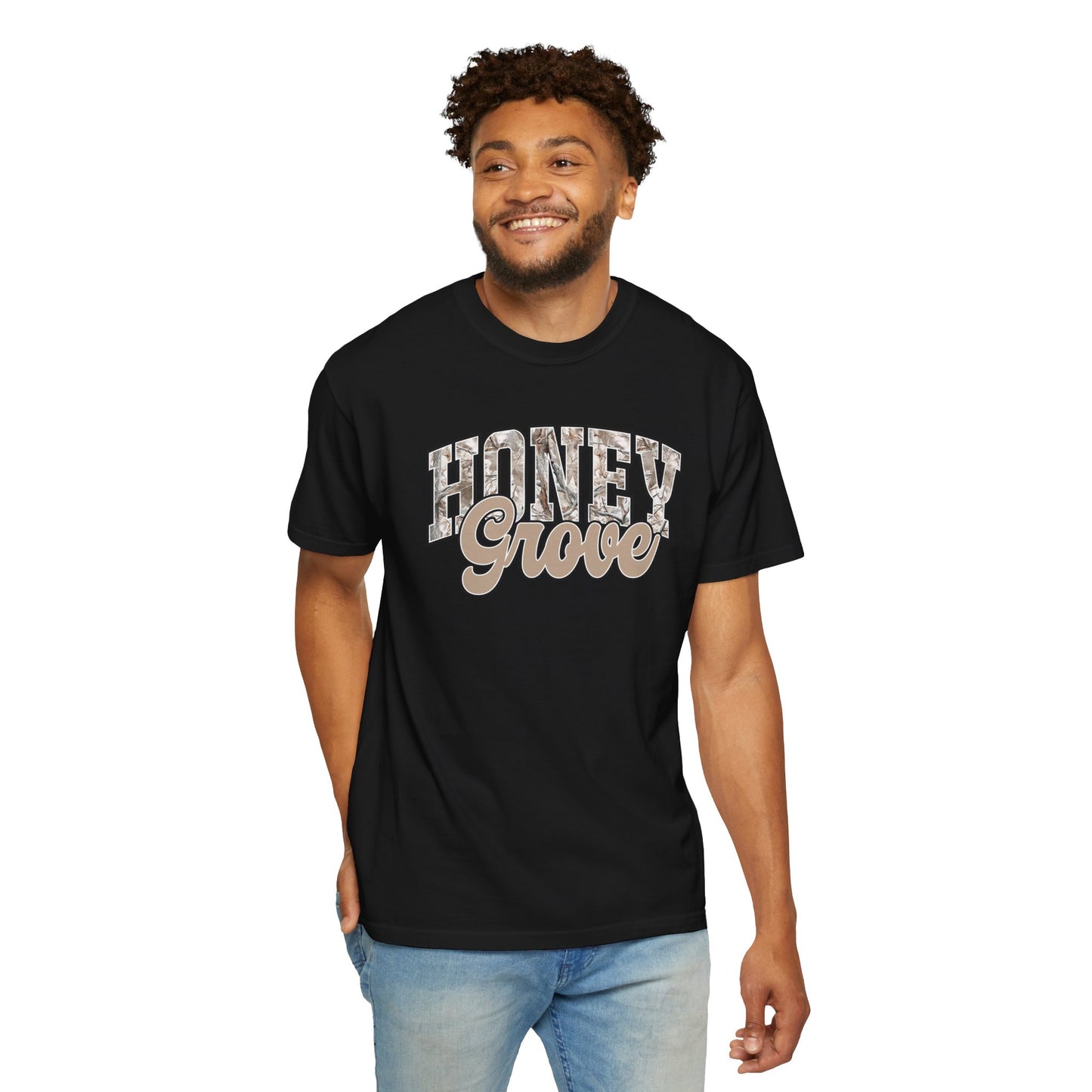 Honey Grove Camo Varsity Graphic T‑Shirt