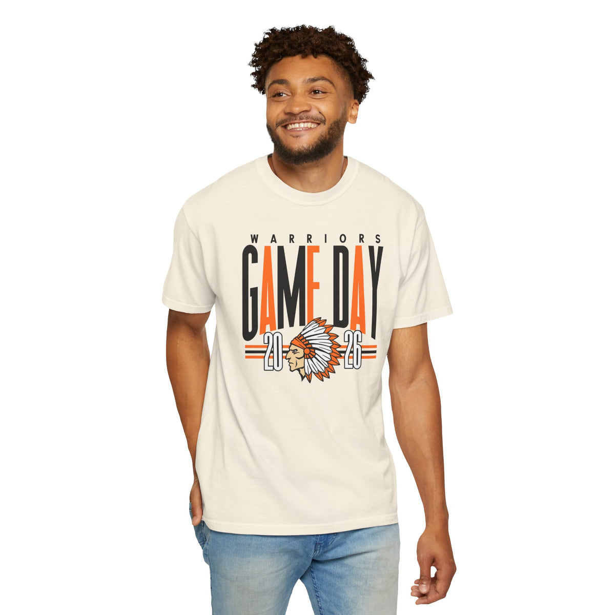 Game Day Warriors T‑Shirt — 'Game Day' Graphic with Native Headdress (Team Spirit Tee)