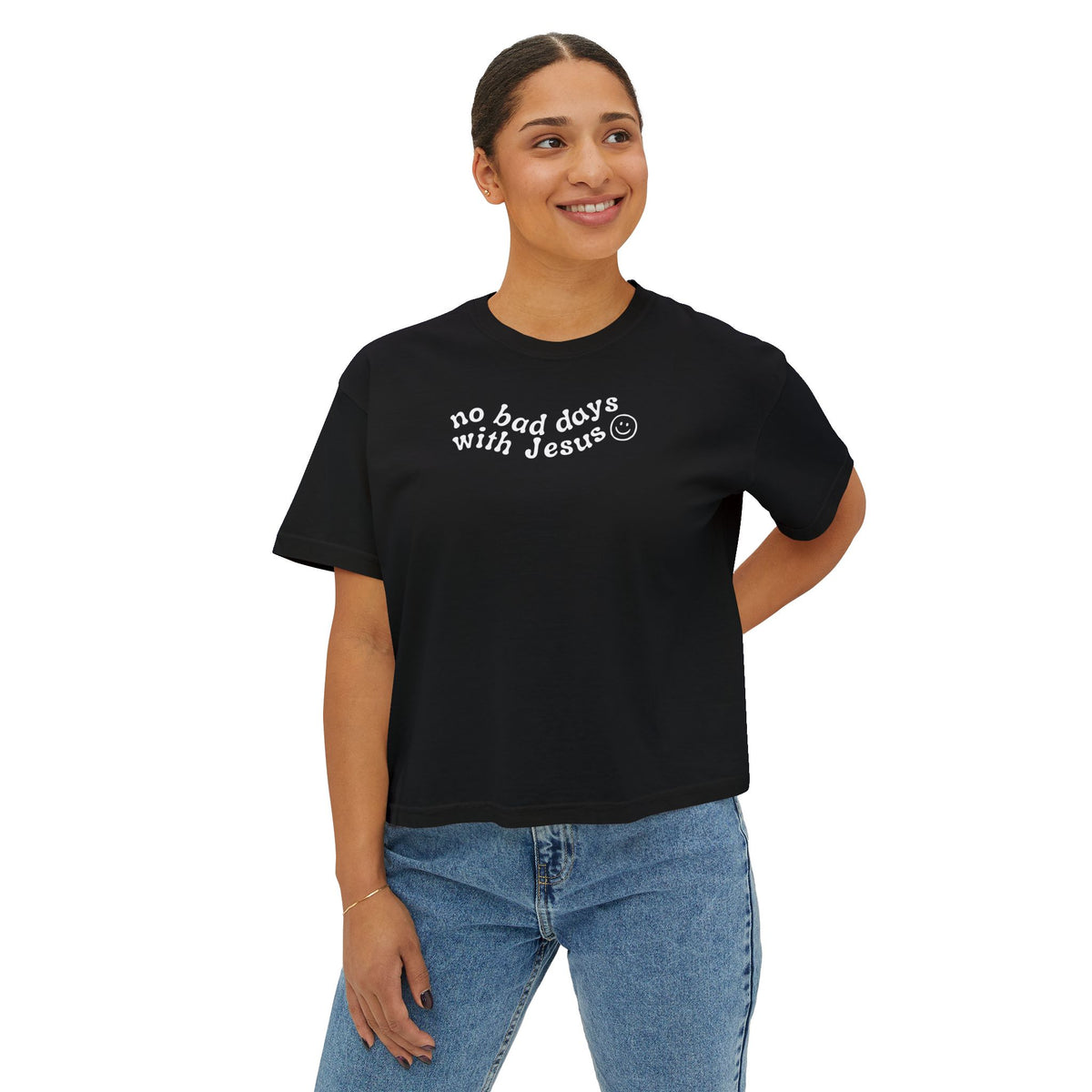 No Bad Days with Jesus - Women's Boxy Cropped T-Shirt