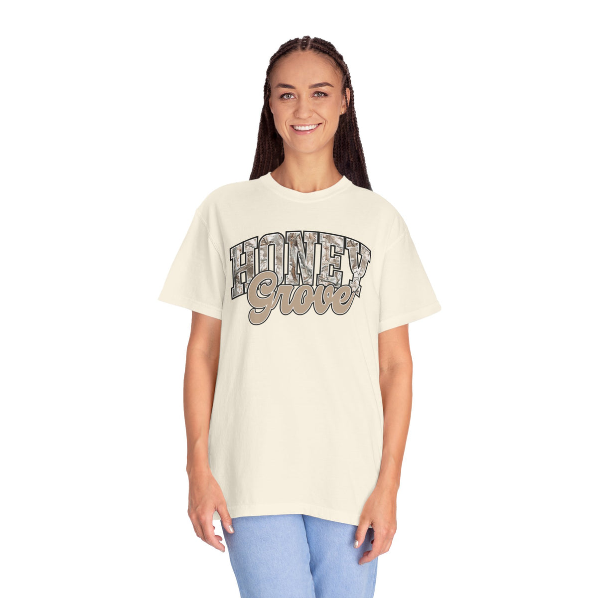 Honey Grove Camo Varsity Graphic T‑Shirt