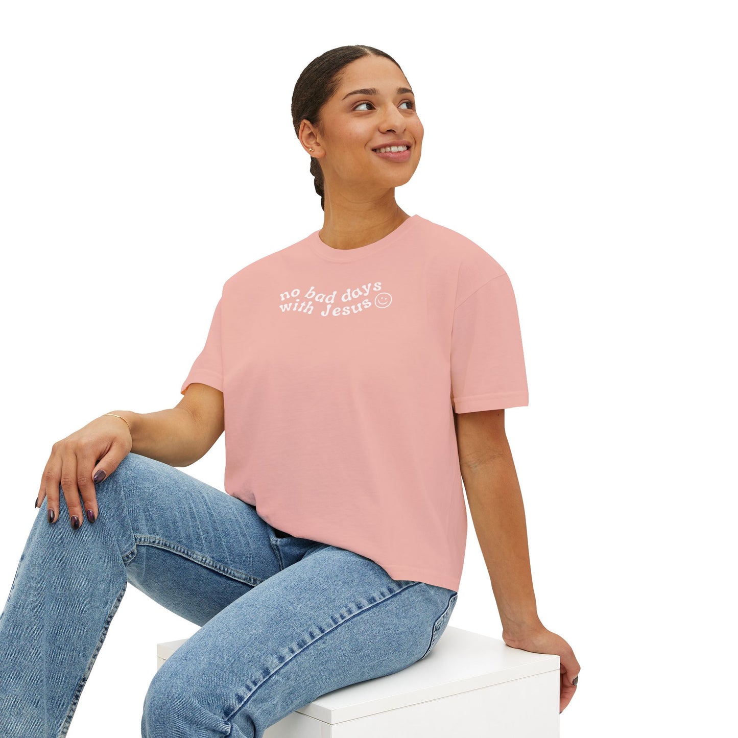 No Bad Days with Jesus - Women's Boxy Cropped T-Shirt