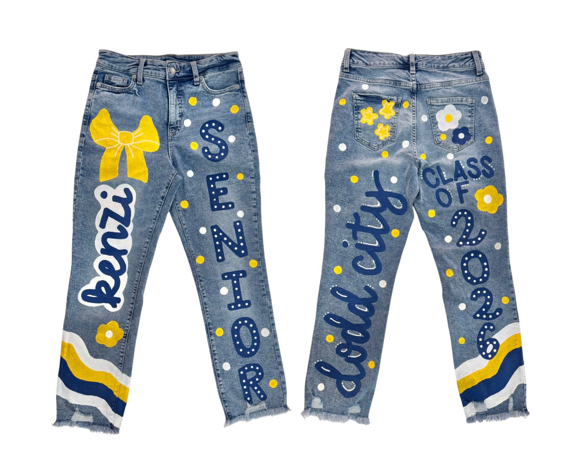 Custom Hand-Painted Banners, Gift Bags, and Jeans
